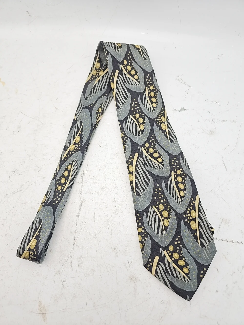 Giorgio Armani Grey & Yellow Patterned Silk Tie